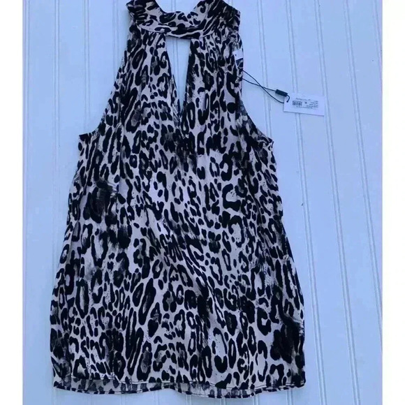 Milly Emma Blouse Leopard Print Sleeveless Halter Top Blouse Petite NEW 1078 - Picture 3 of 7